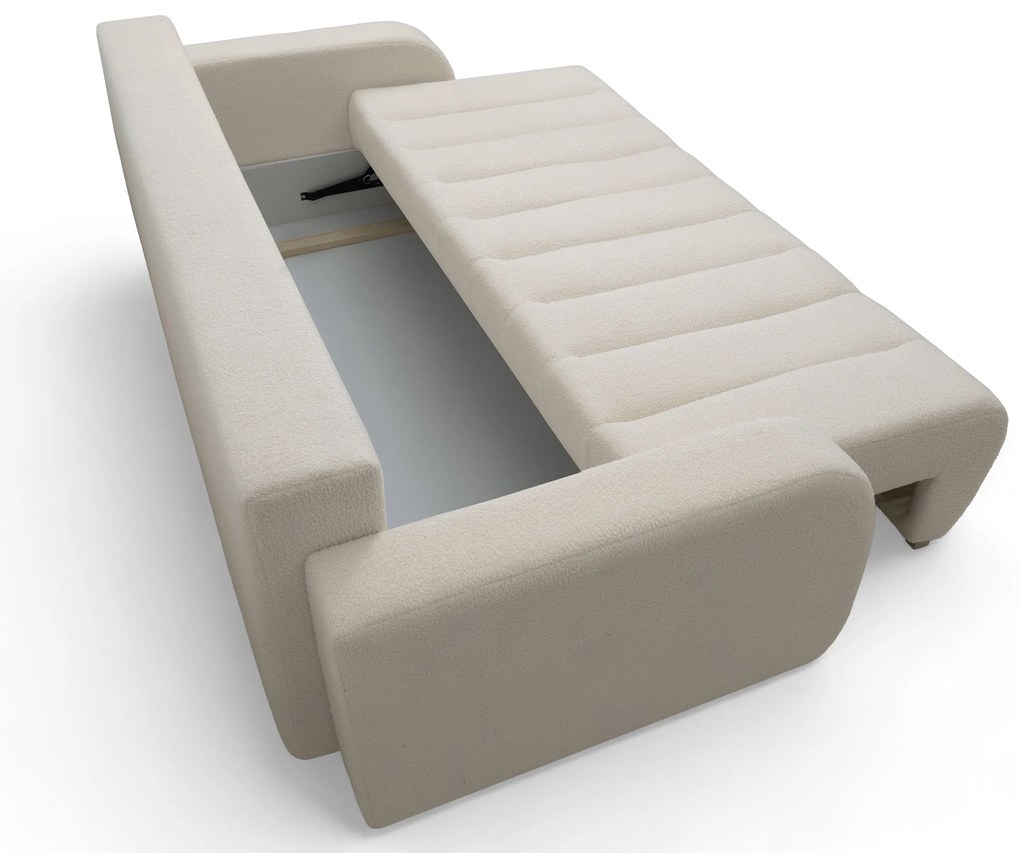 Canapea extensibilă Lapios cu funcție de dormit – tapițerie boucle crem Lambi 8