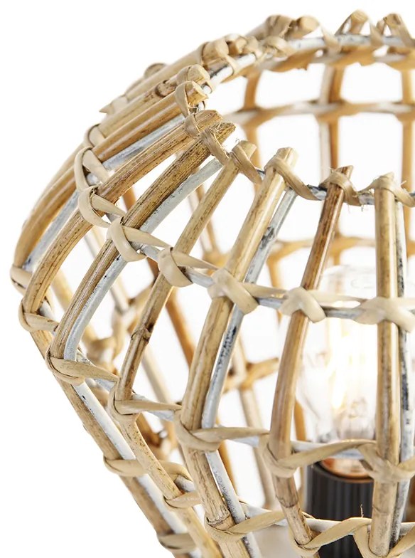 Lampă de masă rustică din bambus cu alb - Canna Diamond