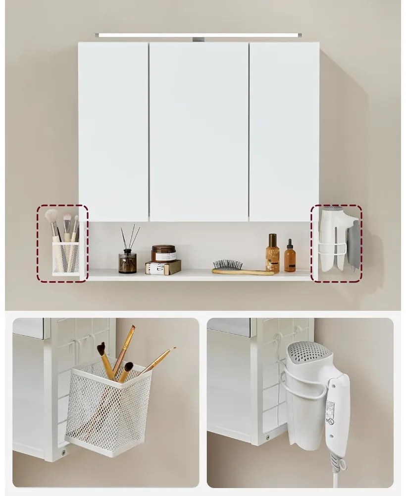Dulap suspendat de baie cu oglinda DARA 70x70 cm, alb