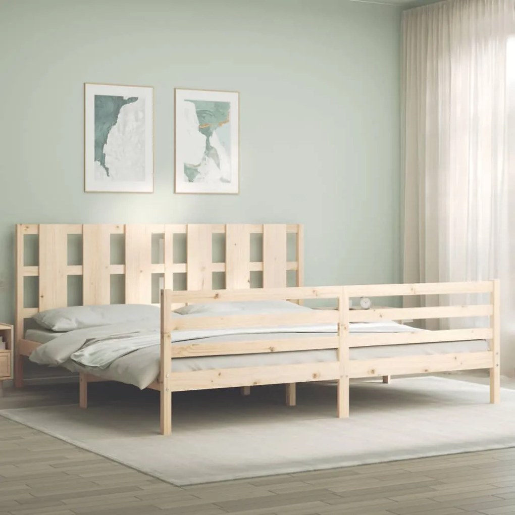 3194136 vidaXL Cadru pat cu tăblie 200x200 cm, lemn masiv de pin