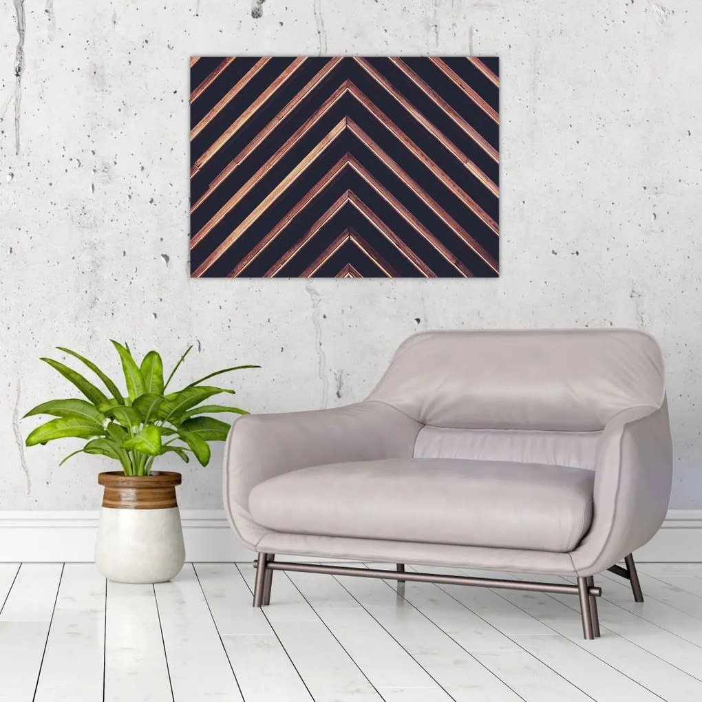 Tablou - Motiv de lemn pe fond negru (70x50 cm)