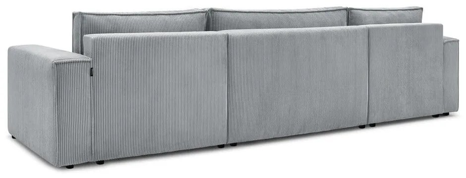 Colțar gri deschis extensibil cu tapițerie din catifea reiată (în formă de "U") Nihad – Bobochic Paris