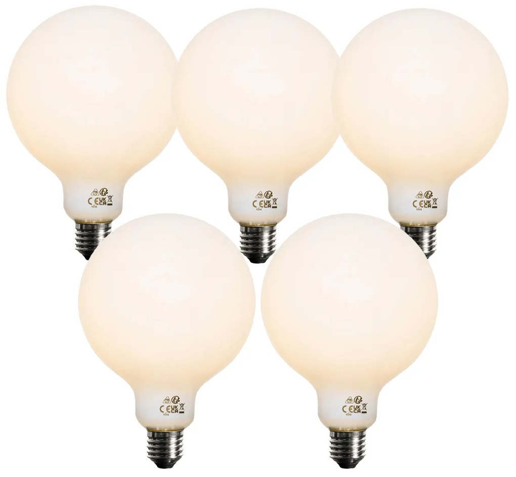 Set de 5 becuri LED E27 reglabile Opal G125 5W 450 lm 2700K