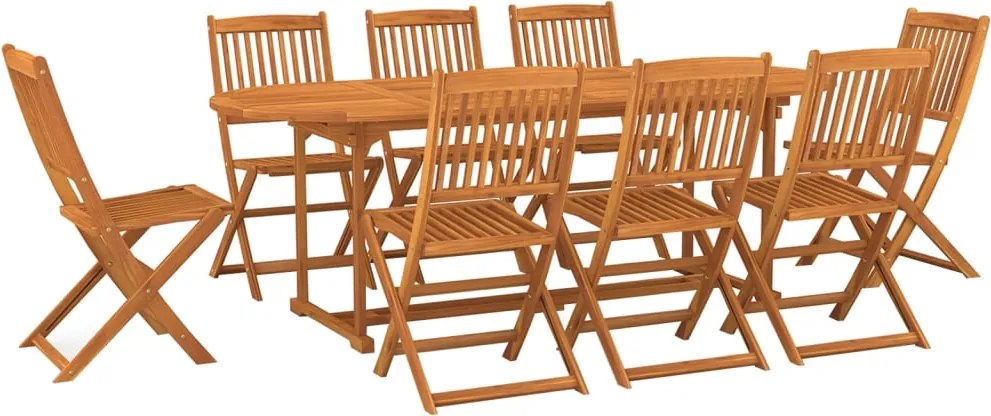 vidaXL Set mobilier de grădină 9 piese 220x90x75 cm, lemn masiv acacia
