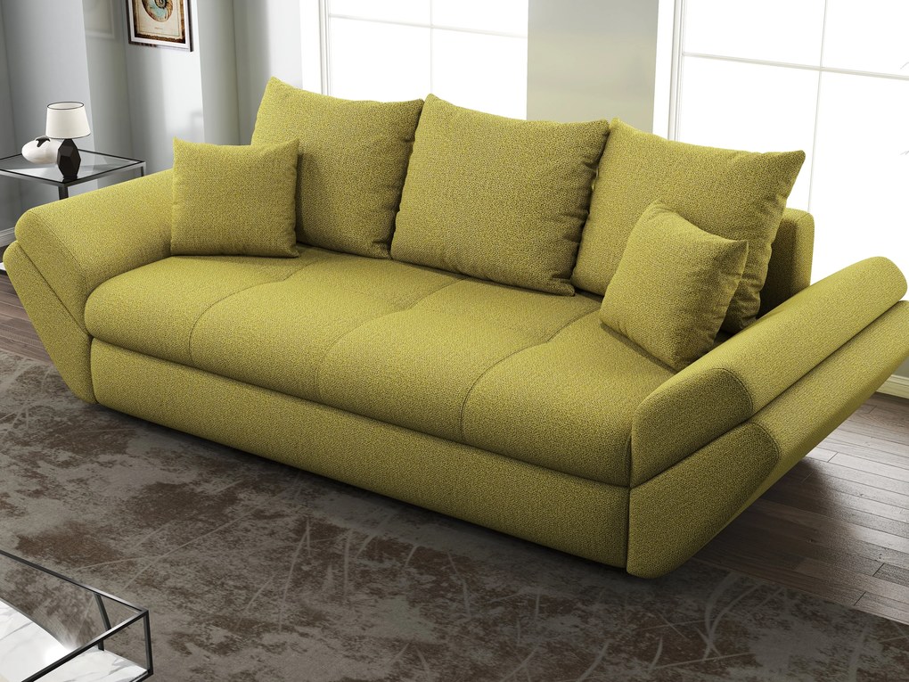 Canapea extensibilă dumonde cu ladă de depozitare si sezut confortabil din spuma high-density, Loana Enjoy Green 250x100 cm