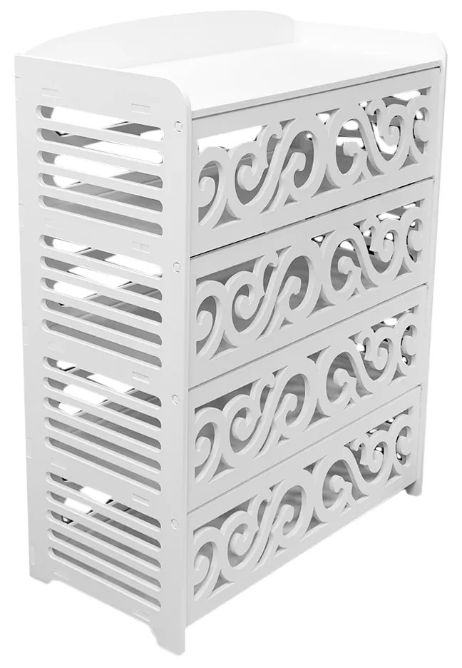 Pantofar cu 4 compartimente, Naimeed D3467, culoare Alb, 80 x 60 x 30 cm
