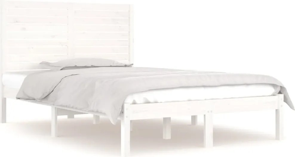 vidaXL Cadru de pat mic dublu, alb, 120x190 cm, lemn masiv