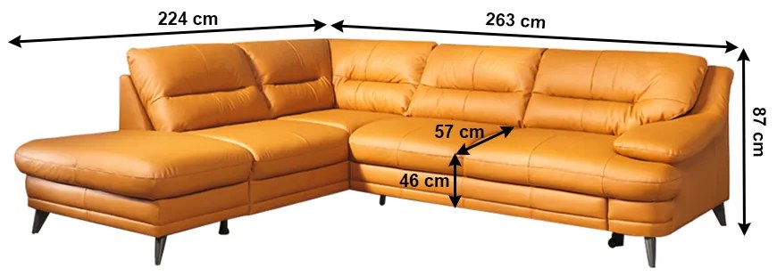 colţar, piele Pampas Amber M9030, stânga, LIBERA NEW
