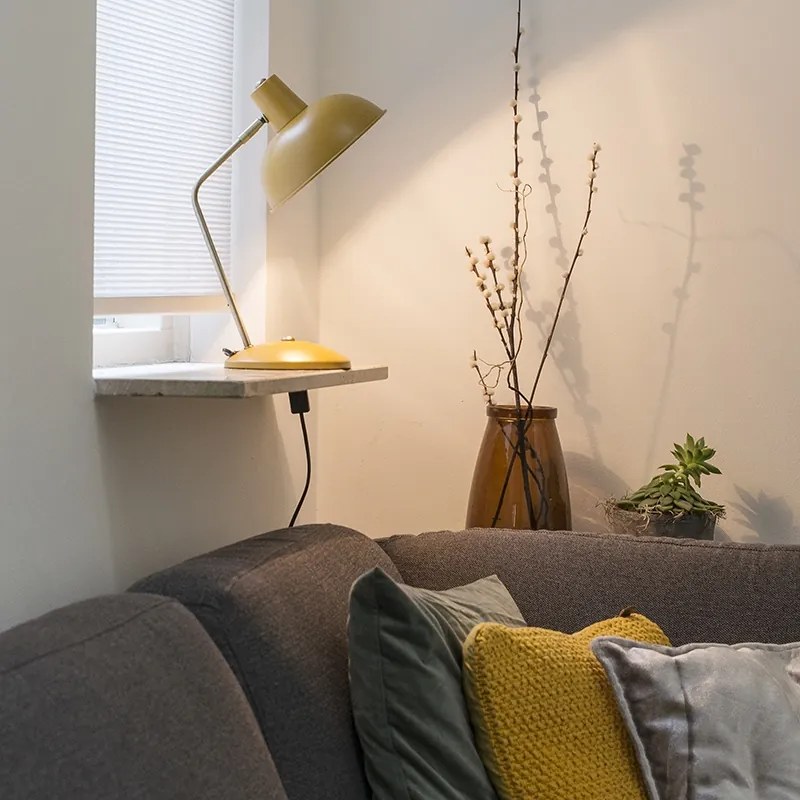 Lampă de masă retro galbenă cu bronz - Milou