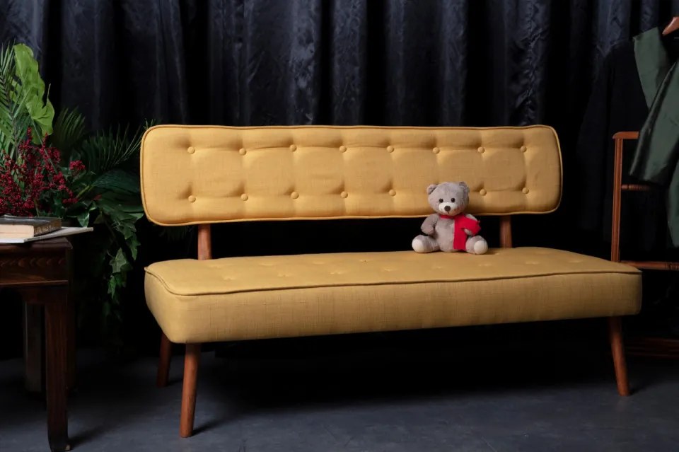 Canapea 2 Locuri, Lemn Solid, Westwood Loveseat, Galben