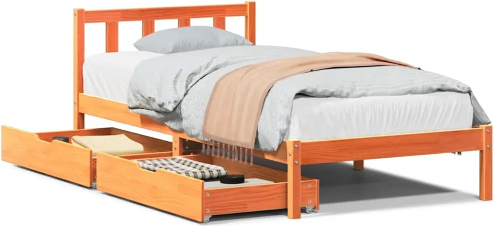 vidaXL Pat de zi fără saltea, maro ceruit, 90x200 cm, lemn masiv pin