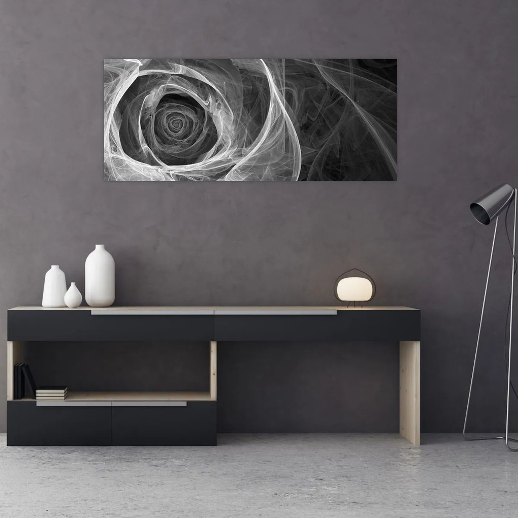 Tablou - Abstract trandafir negru și alb (120x50 cm)