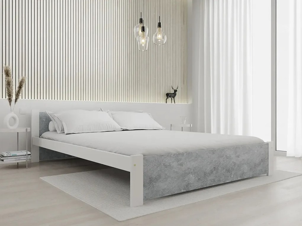 Pat IKAROS 160 x 200 cm, beton/alb Saltea: Matrace Sommera 18 cm, Somiera: fara somiera