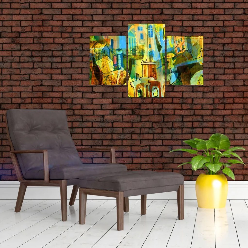 Tablou - Arhitectură, abstractizare cubistă (90x60 cm)