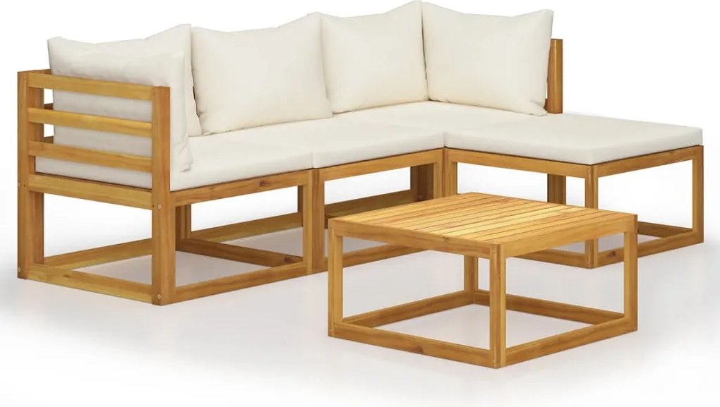 vidaXL Set mobilier de grădină cu perne, 5 piese, lemn masiv de acacia