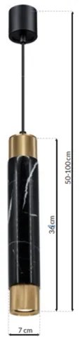 Lustră pe cablu MARBLE 1xGU10/8W/230V negru/auriu