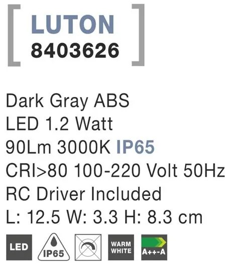 Spot LED ambiental scari de exterior IP65 Luton NVL-8403626