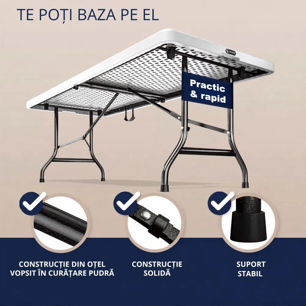 Masa pliabilă pentru bufet KAMIL, 76x183x74cm, alb Casaria