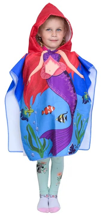 Poncho pentru copii MERMAID AND FISH 60 x 90 cm Dimensiune: 60 x 90 cm