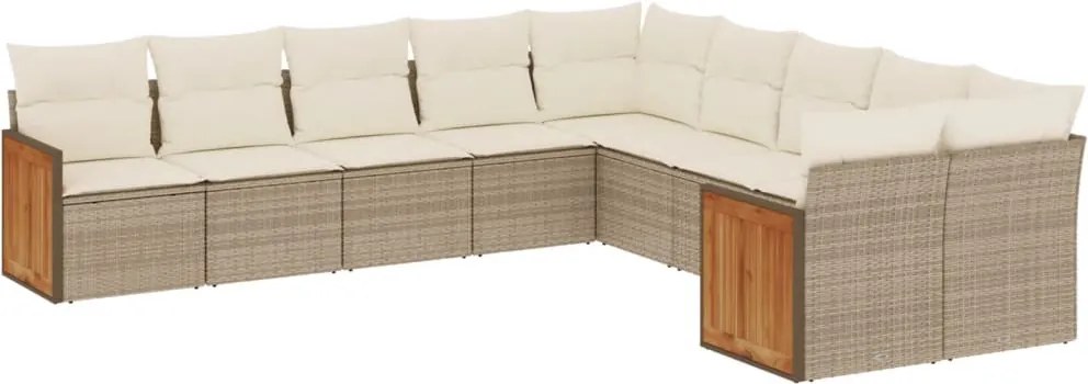vidaXL Set canapele de grădină cu perne, 10 piese, bej, poliratan