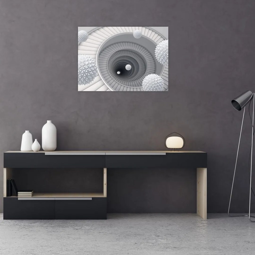 Tablou pe sticlă cu abstracție 3D (70x50 cm)