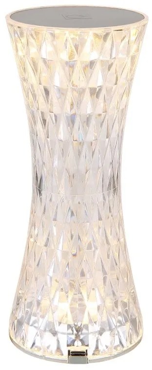 Lampa de masa cu baterii, plastic transparent cu efect de cristal Gixi transparent 8cm