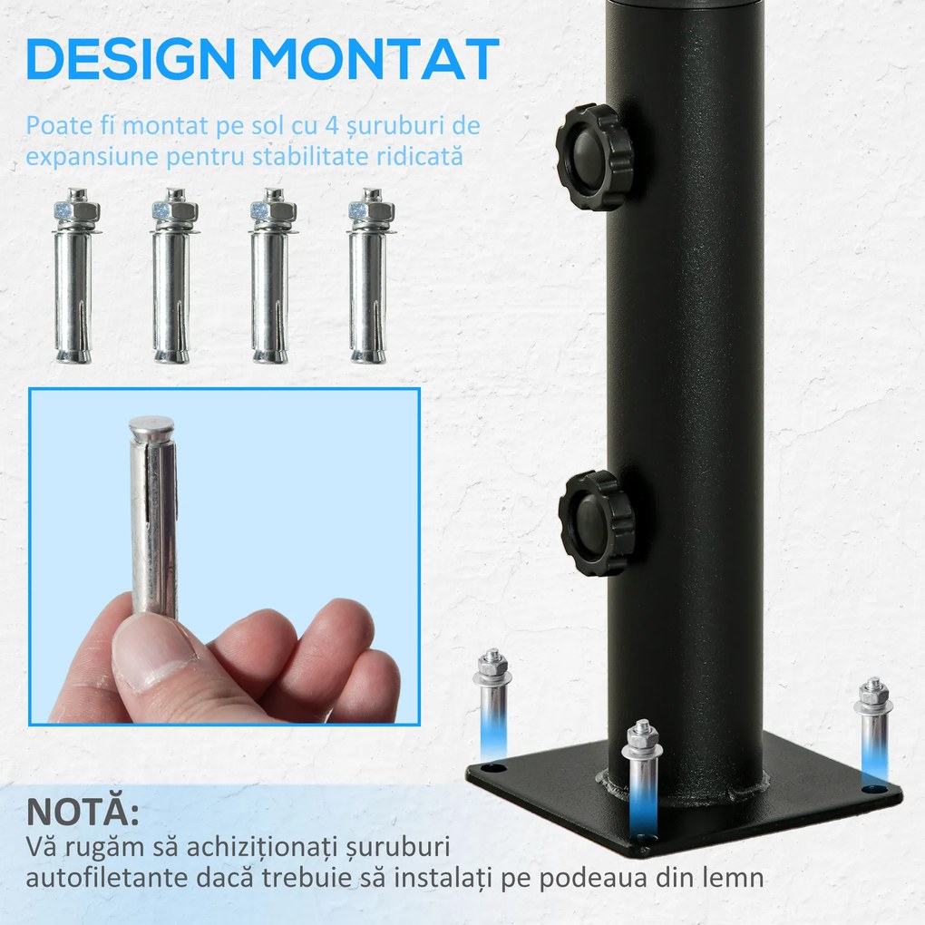 Outsunny Suport pentru Umbrelă de Terasă, Bază pentru Umbrelă pentru Patio, Ponton, Grădină și Curte, Negru | Aosom Romania