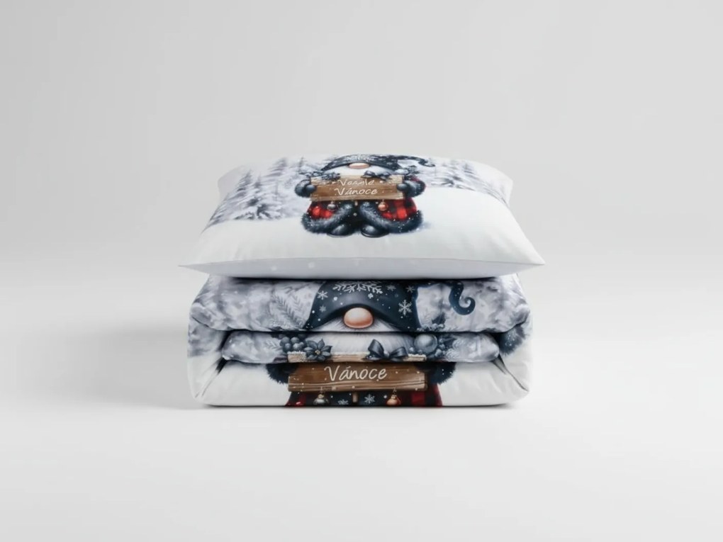 Lenjerie de pat din microsaten JOLLY GNOME alb + fata de perna 45 x 45 cm gratuită Dimensiune lenjerie de pat: 70 x 90 cm | 140 x 200 cm