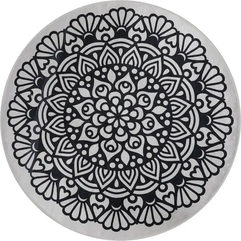 Covoras baie KOZZY, 140x140 cm, forma rotunda, poliester, negru