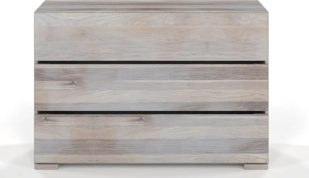 Comodă lemn masiv TerraCraft Stejar 3 Sertare, 120 × 45 × 81 cm - Bleached oil