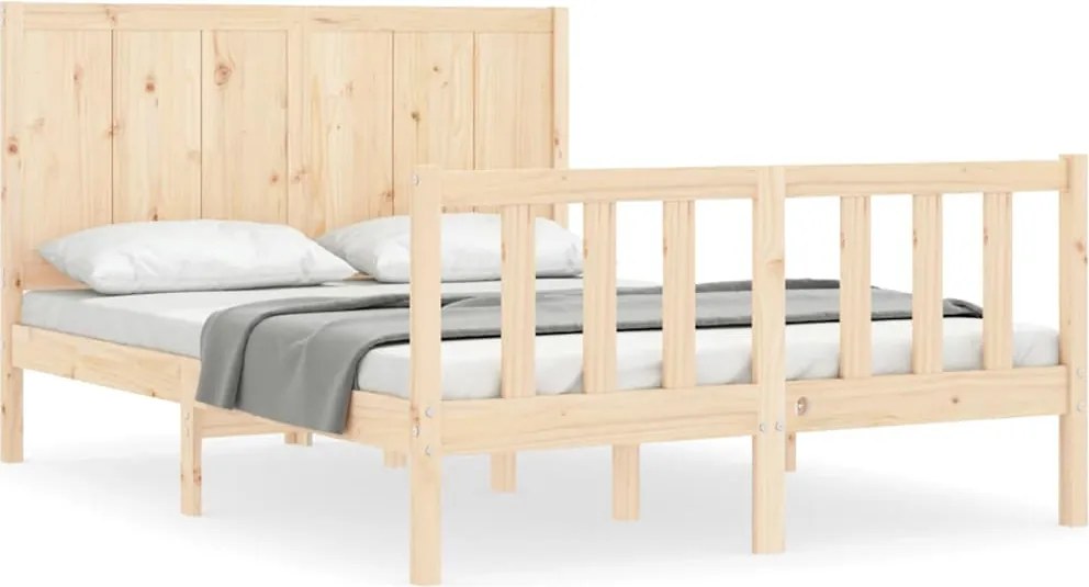 vidaXL Cadru de pat fără saltea, 140x190 cm, lemn masiv de pin