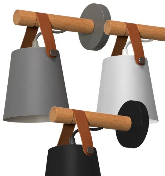 Aplică de design realizată din lemn și metal Alb