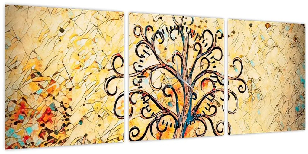 Tablou - Copacul vieții mozaic (cu ceas) (90x30 cm)