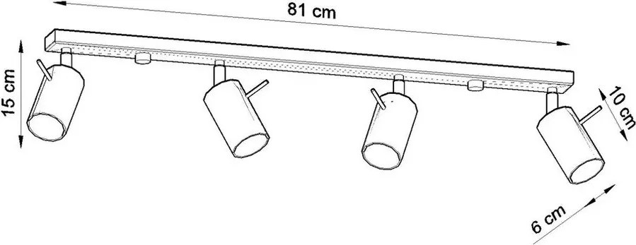 Plafonieră Sollux Etna 4L, argintiu