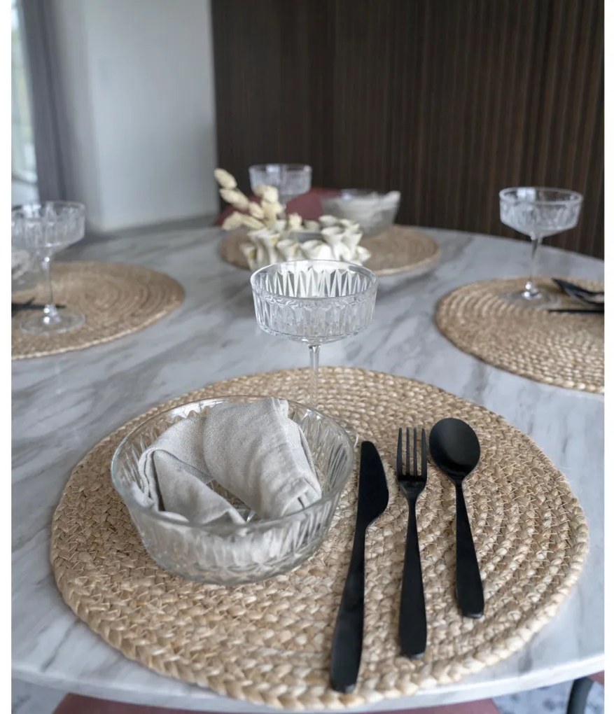 Saltea de masă Bombay, iută împletită, naturală, rotundă 38 cm 4 bucăți