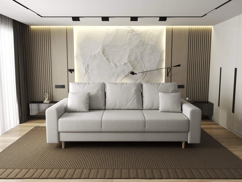 Canapea extensibilă dumonde cu ladă de depozitare si sezut confortabil din spuma high-density, Kronos Euphoria Ivory 210x100 cm