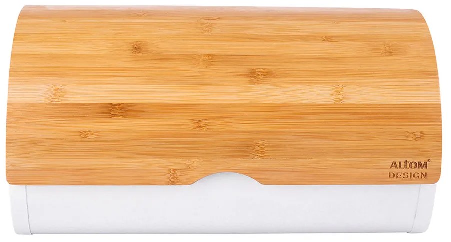 Altom Cutie de pâine cu capac de bambus 37,7 x 24,3 x 20,4 cm, alb