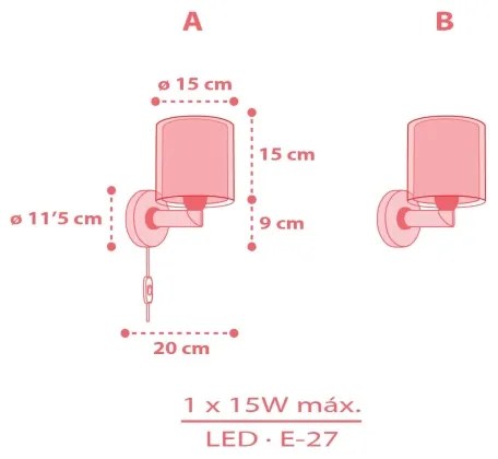 Dalber 41199 - Lampă de perete pentru copii RAINBOW, 1xE27/15W/230V, multicoloră