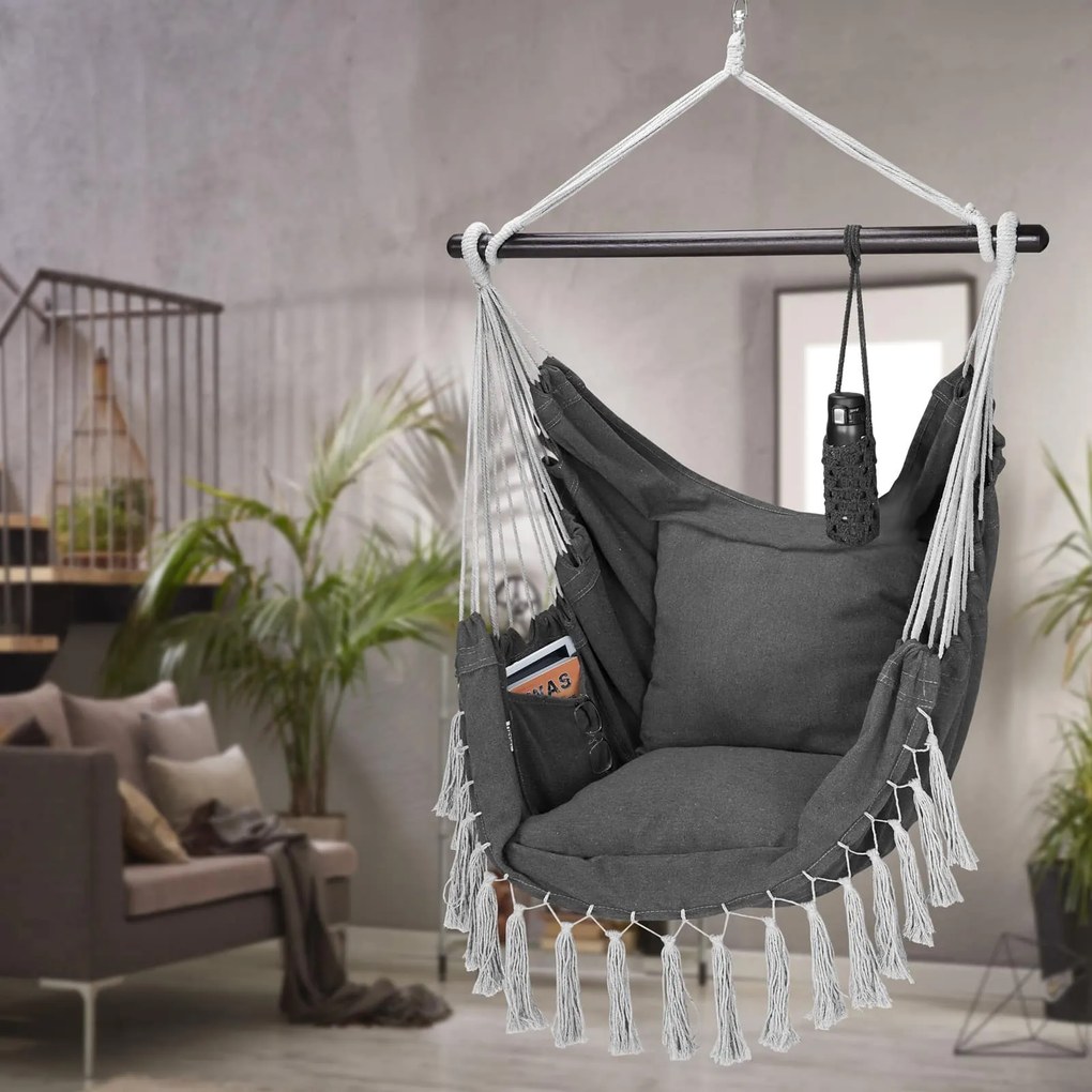 Scaun suspendat MANDY 170x100x150 cm, gri închis Detex