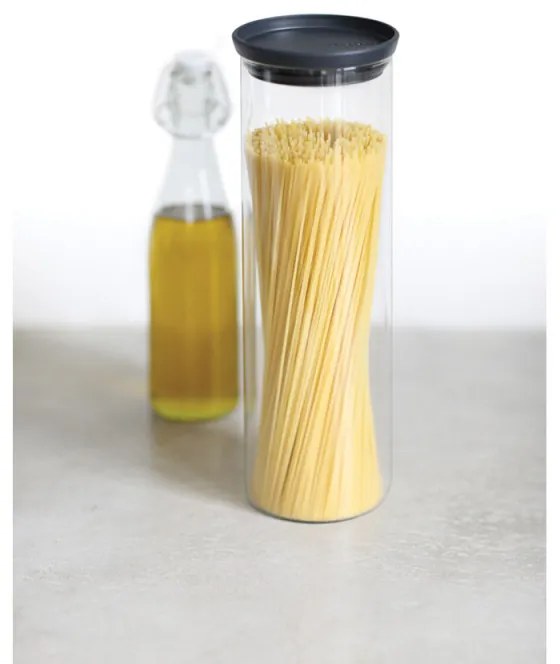 Borcan din sticla Brabantia Stackable 646873, 1,9 L, Inchidere ermetica, Transparent/Gri inchis