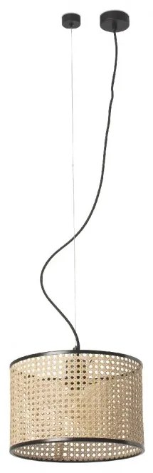 Lustra pendul moderna design natural MAMBO 32cm negru/ratan 64314-48