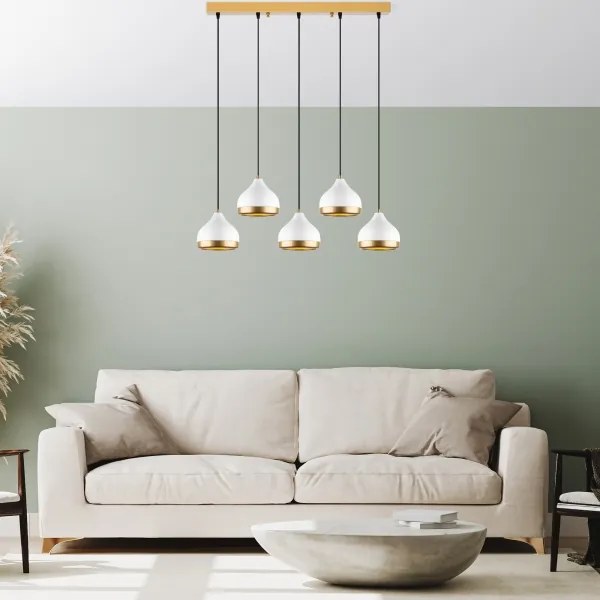 Lustră pe cablu YILDO 5xE27/40W/230V alb/auriu