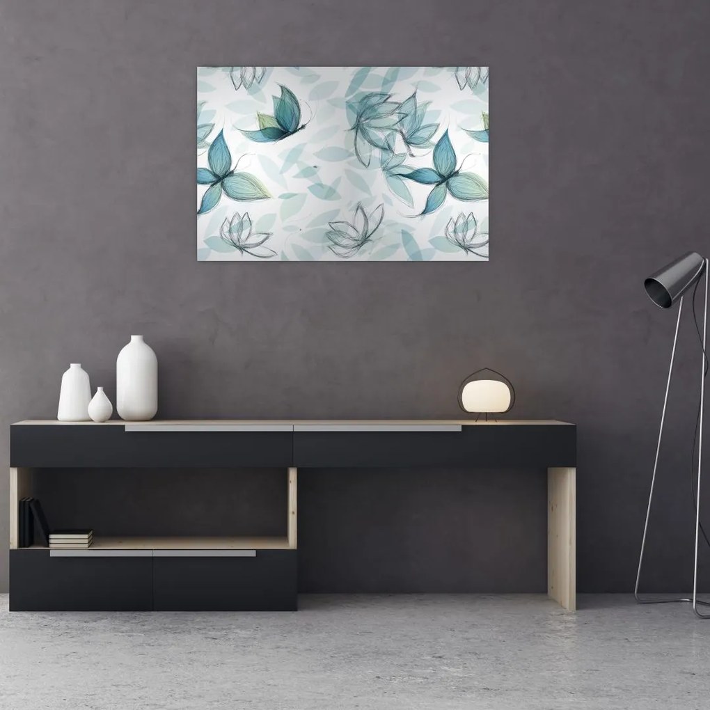 Tablou - Fluturași albaștri (90x60 cm)