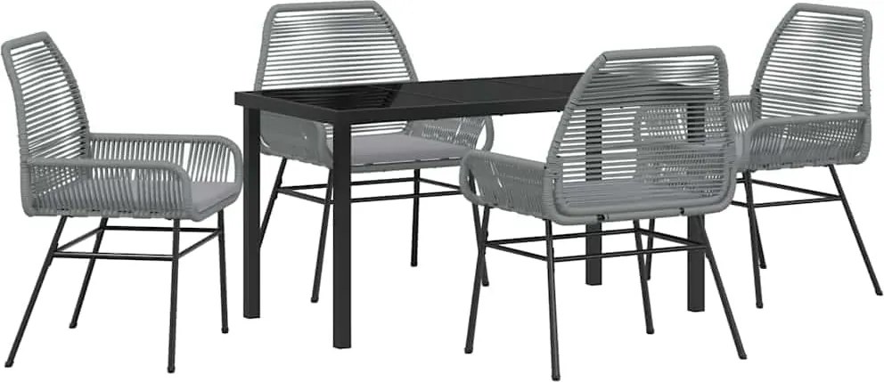 vidaXL Set de masă pentru grădină cu pernă 5 pcs Gri poliratan