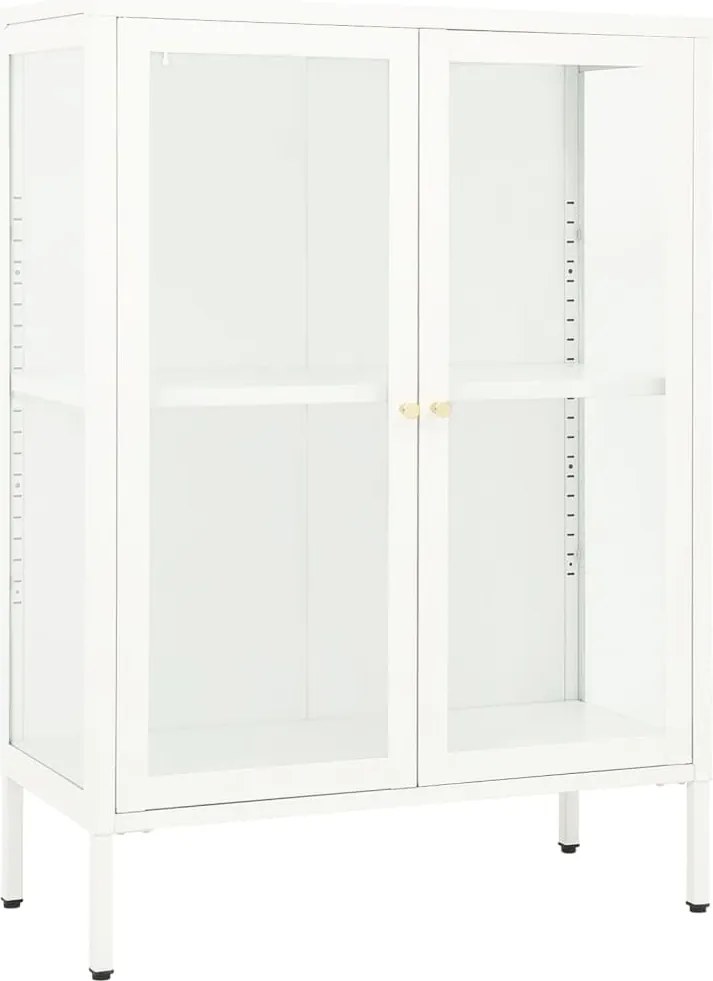 vidaXL Servantă, alb, 75x35x105 cm, oțel și sticlă