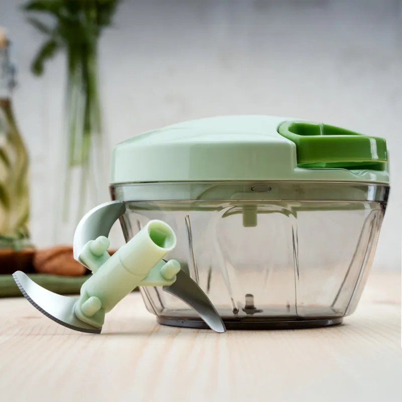Tocator manual Rosberg R51215A, 400 ml, 2 lame, Verde/Transparent