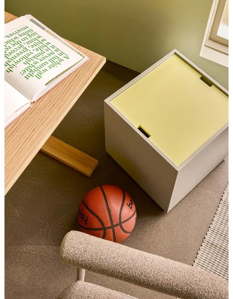 Cufăr galben/gri din lemn masiv de frasin 40x45 cm Vault – Hübsch