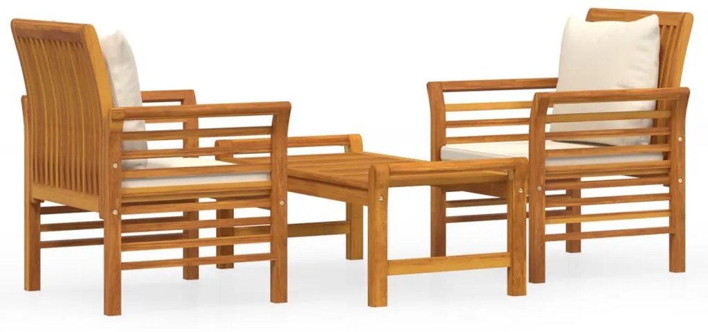 3120461 vidaXL Set mobilier de grădină cu perne, 3 piese, lemn masiv acacia