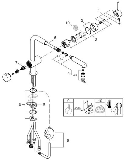 GROHE 31558GN0 - Baterie pentru chiuvetă model A, finisaj auriu