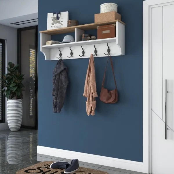 Cuier de perete RANI 120x37,2 cm alb/bej